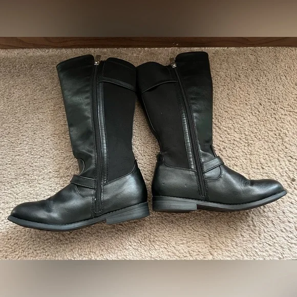 Michael Kors XIAMARA Black Knee Black High Riding Boots Sz 1 (Little Girl) - Picture 6 of 10